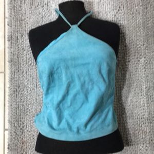 Ralph Lauren Black Label aqua suede halter top 4